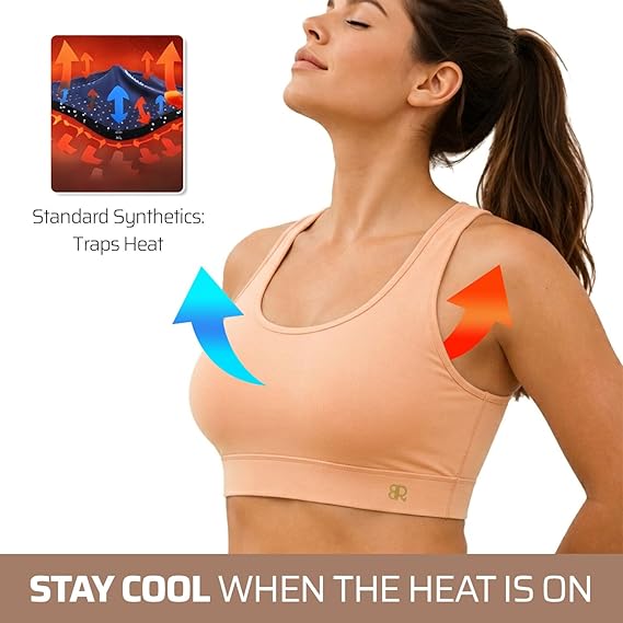 Women's Sports Bra Lenzing Micro Modal – Wire Free High Impact Yoga Bra Padded with Removable Cups, U-Back Workout Gym Crop Top for Running & Fitness
