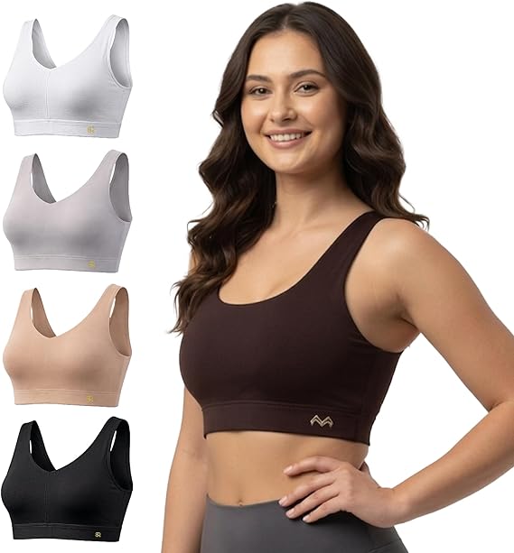Women's Sports Bra Lenzing Micro Modal – Wire Free High Impact Yoga Bra Padded with Removable Cups, U-Back Workout Gym Crop Top for Running & Fitness