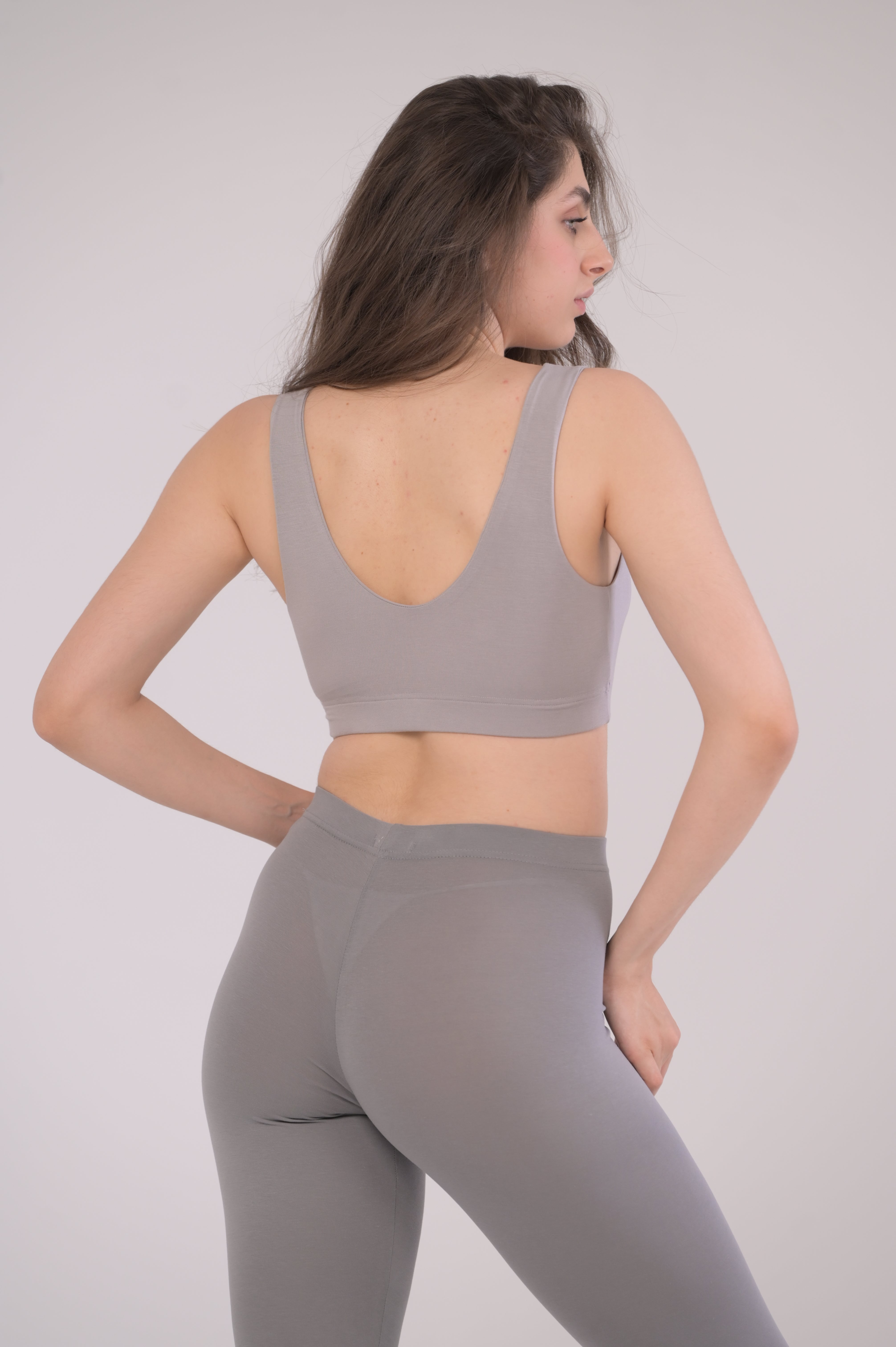 EIRICA Scoop Neck High Impact Running Sports Bra for Women - Grey