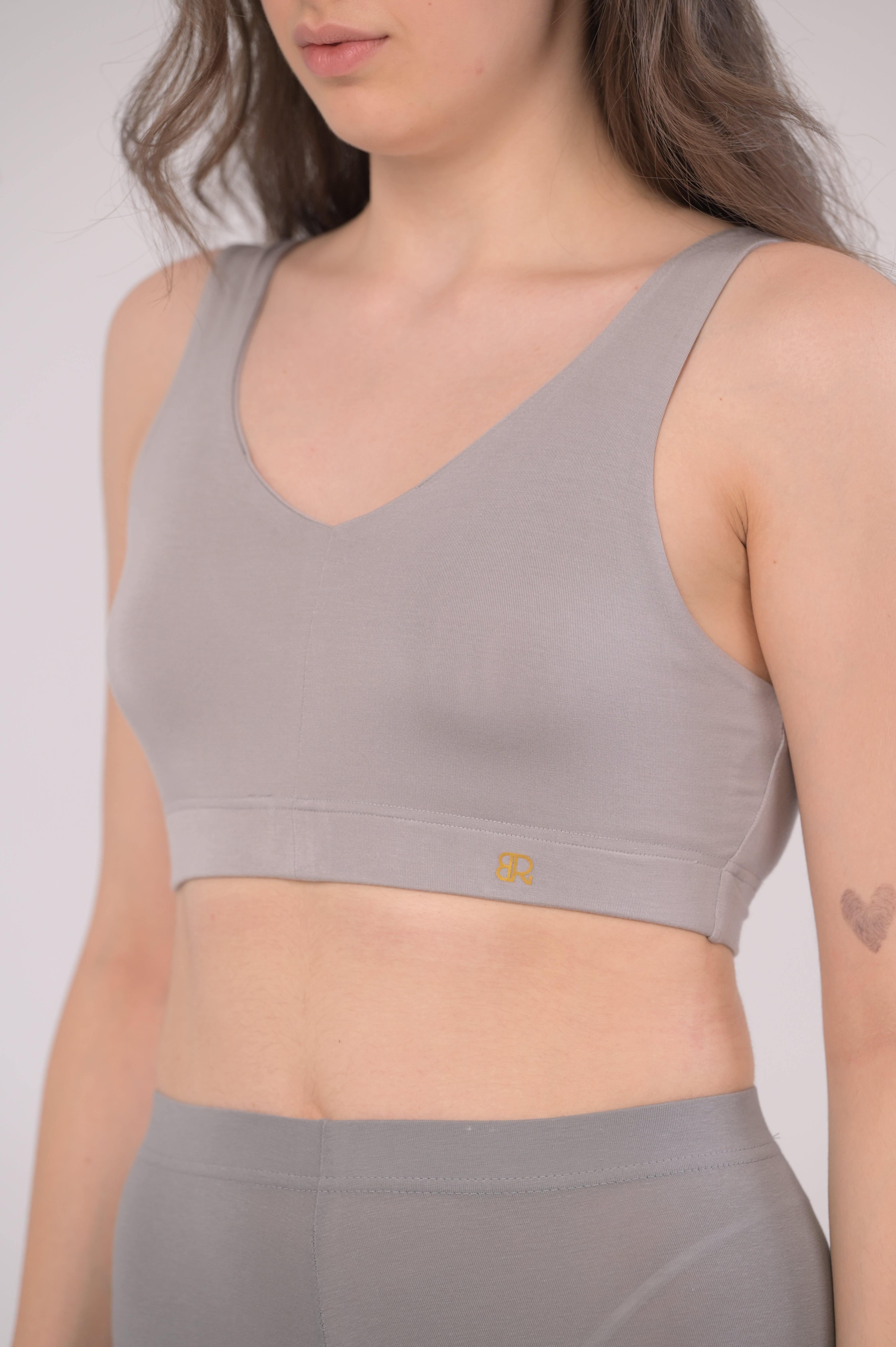 EIRICA Scoop Neck High Impact Running Sports Bra for Women - Grey
