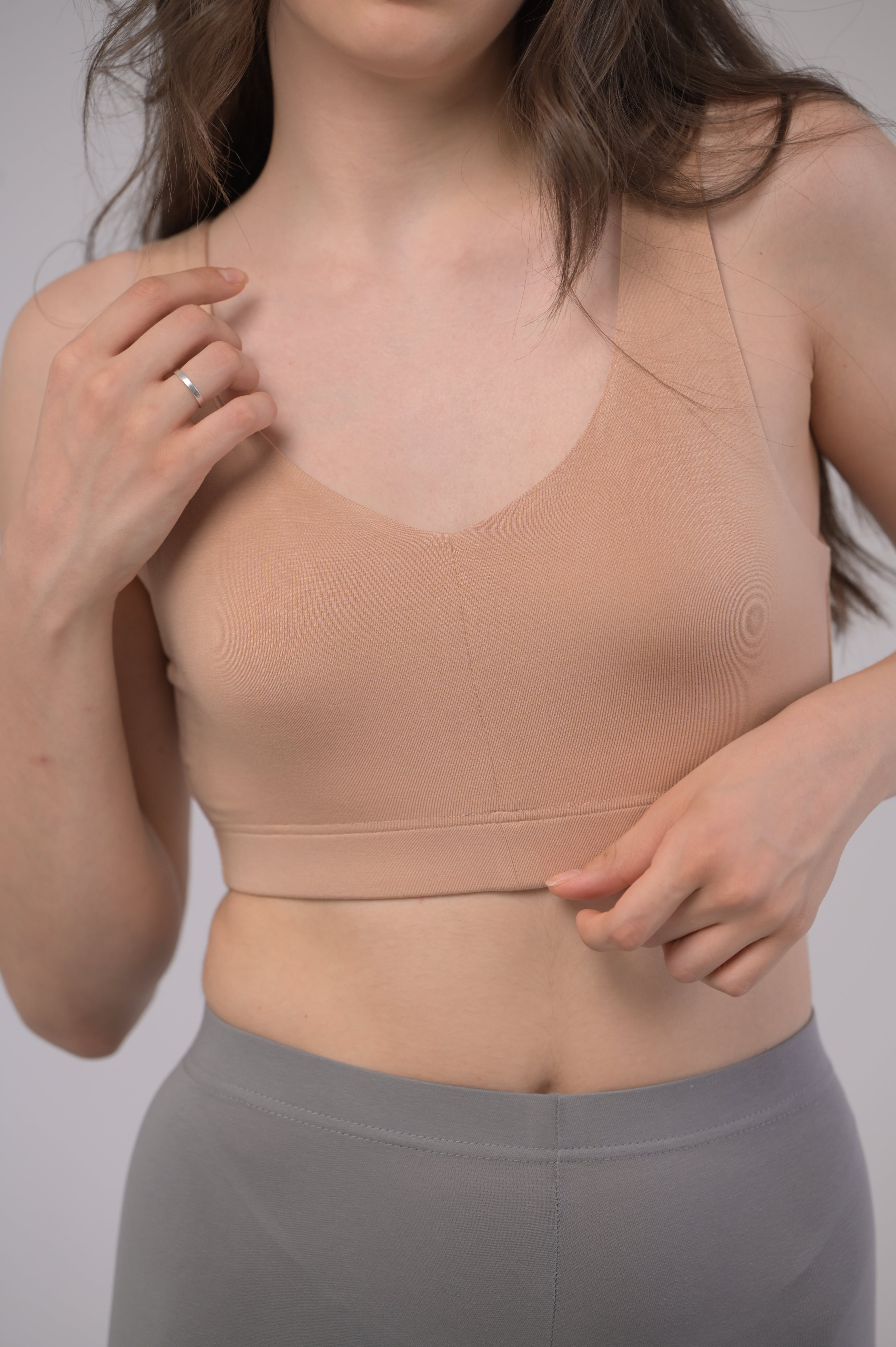 EIRICA Scoop Neck High Impact Running Sports Bra for Women - Skin