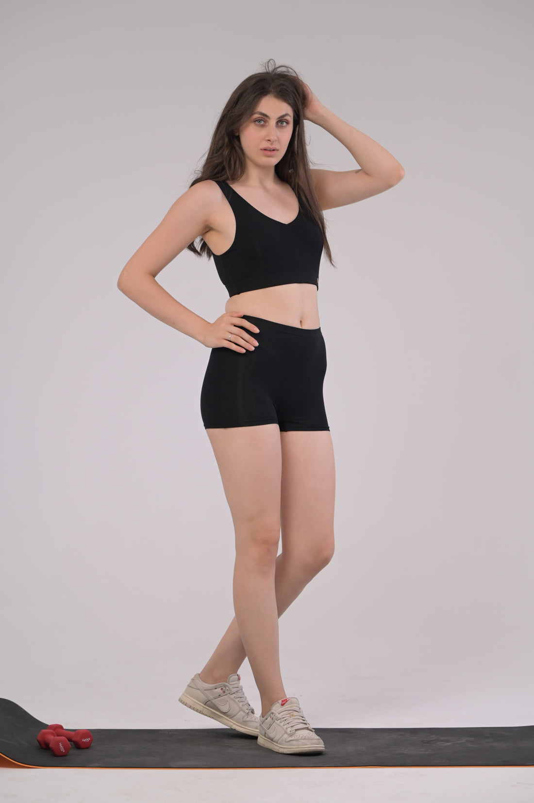 EIRICA Scoop Neck High Impact Running Sports Bra for Women - Black