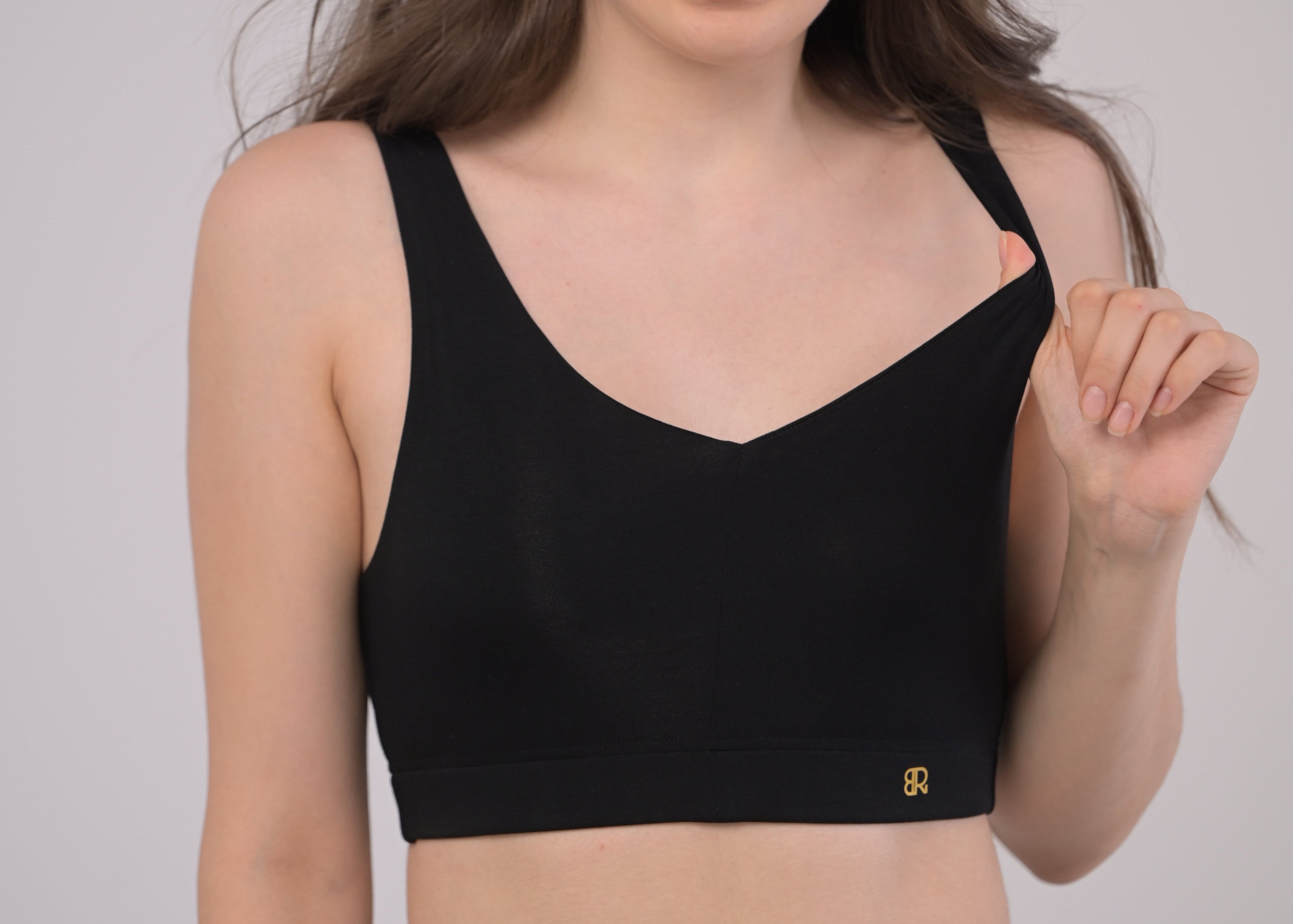EIRICA Scoop Neck High Impact Running Sports Bra for Women - Black