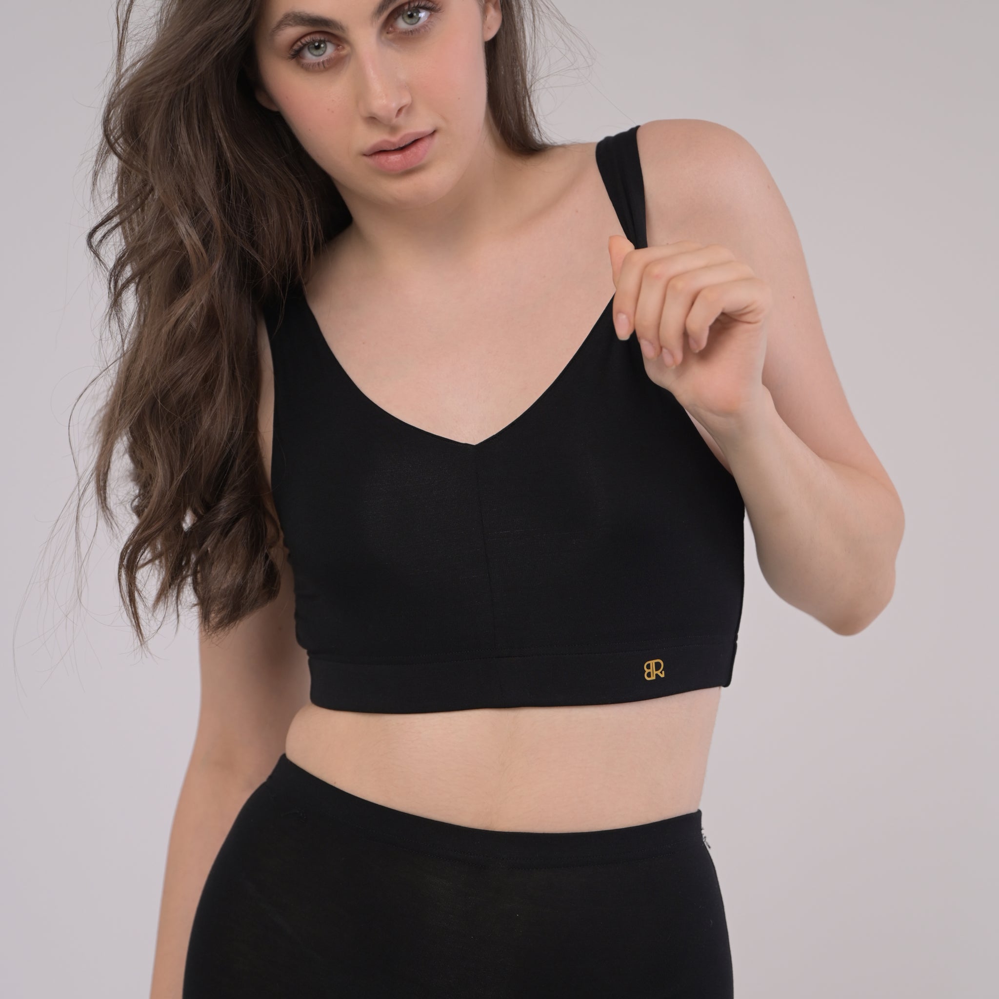 EIRICA Scoop Neck High Impact Running Sports Bra for Women - Black