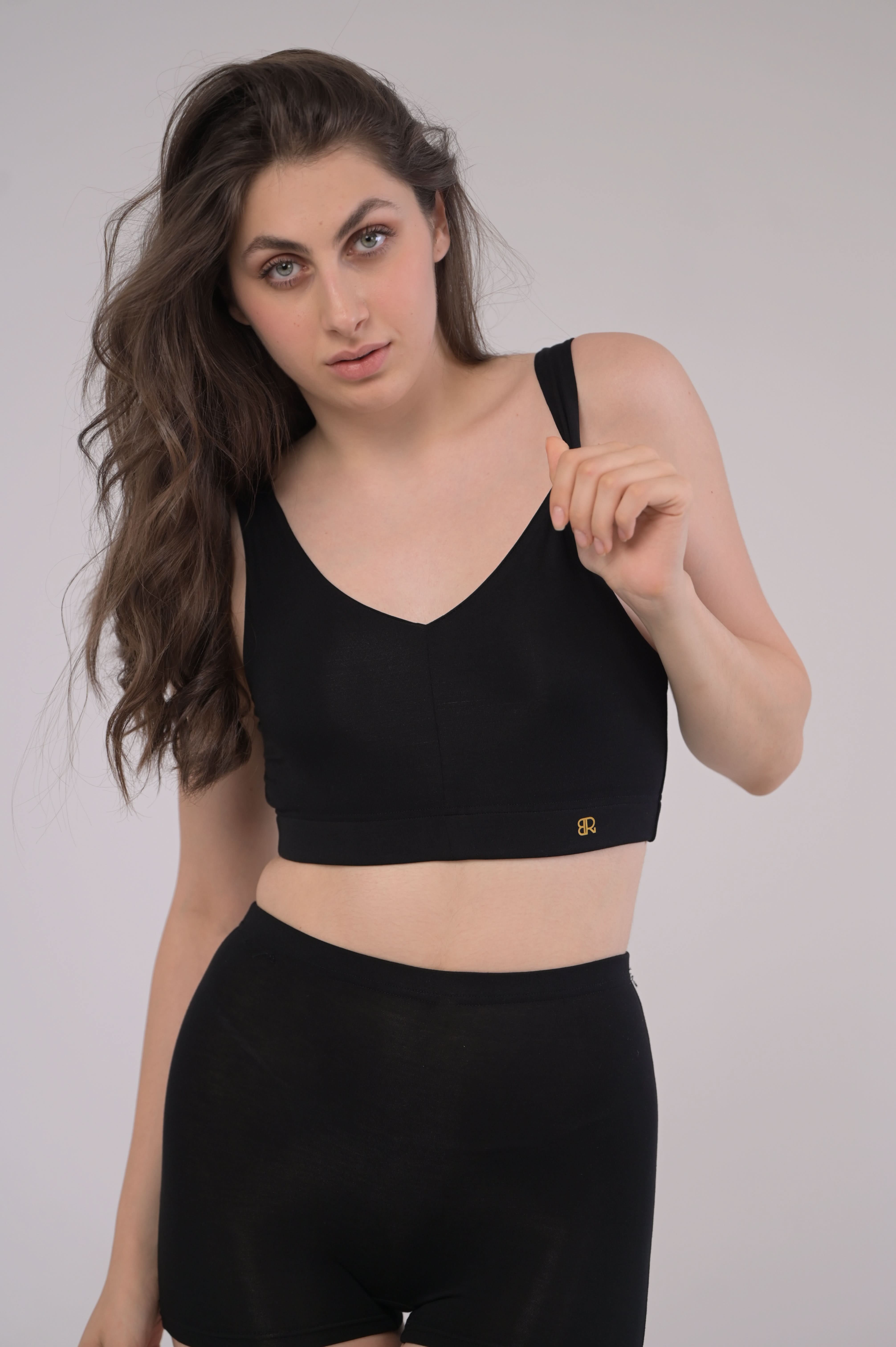 EIRICA Scoop Neck High Impact Running Sports Bra for Women - Black