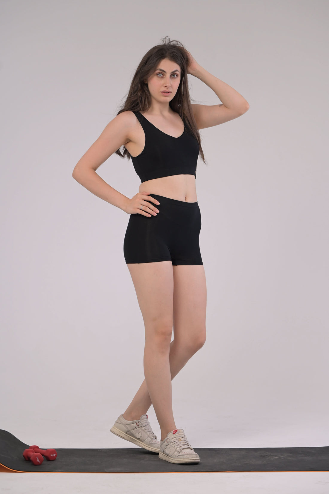 EIRICA Scoop Neck High Impact Running Sports Bra for Women - Black