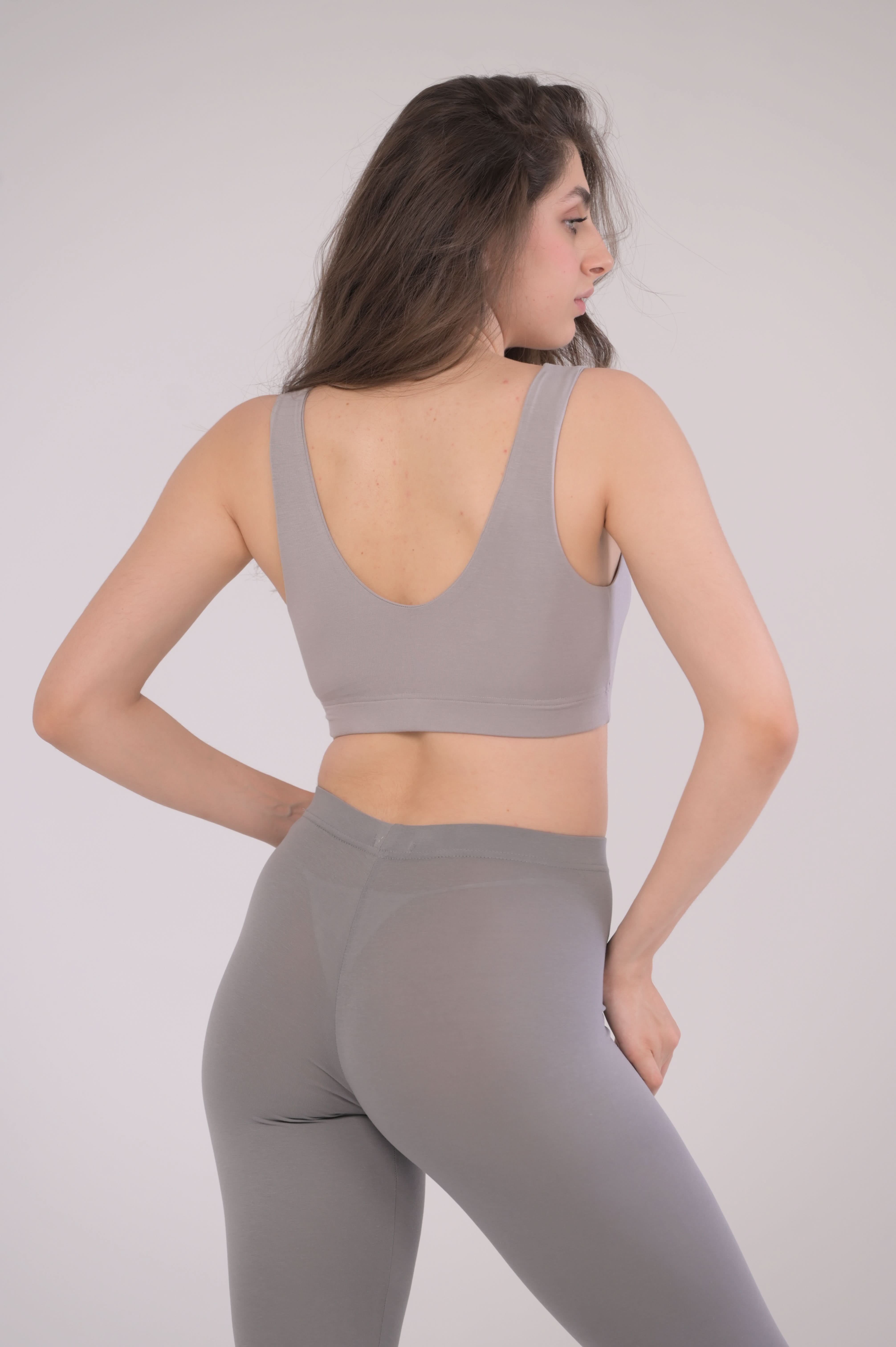 EIRICA Scoop Neck High Impact Running Sports Bra for Women - Grey