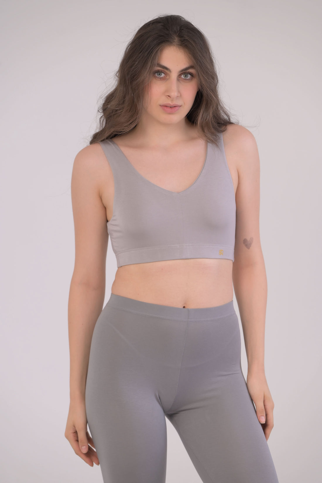 EIRICA Scoop Neck High Impact Running Sports Bra for Women - Grey