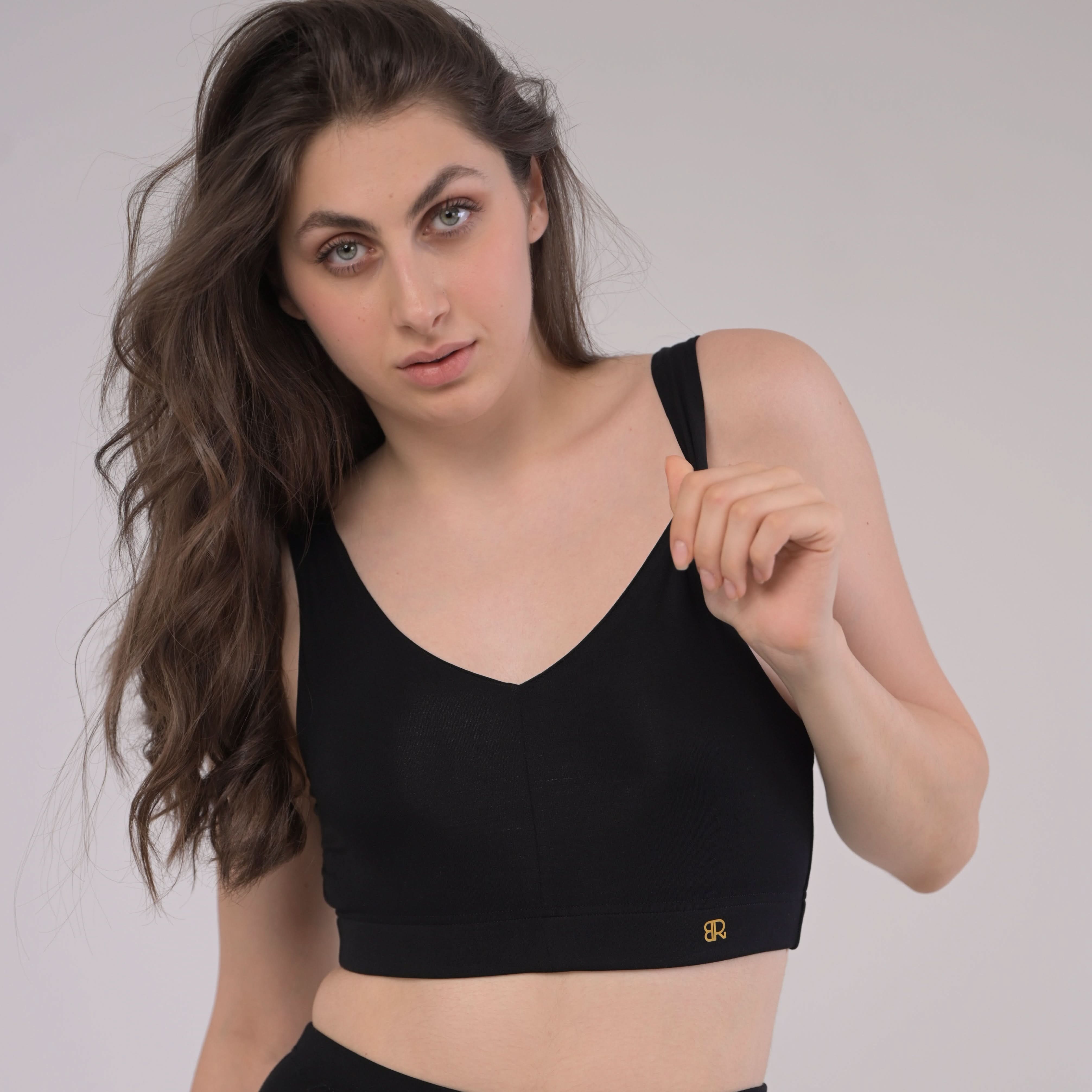 EIRICA Scoop Neck High Impact Running Sports Bra for Women - Brown