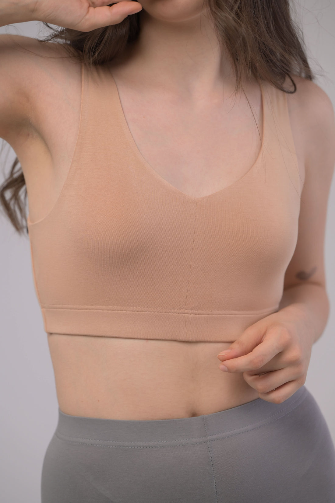 EIRICA Scoop Neck High Impact Running Sports Bra for Women - Skin