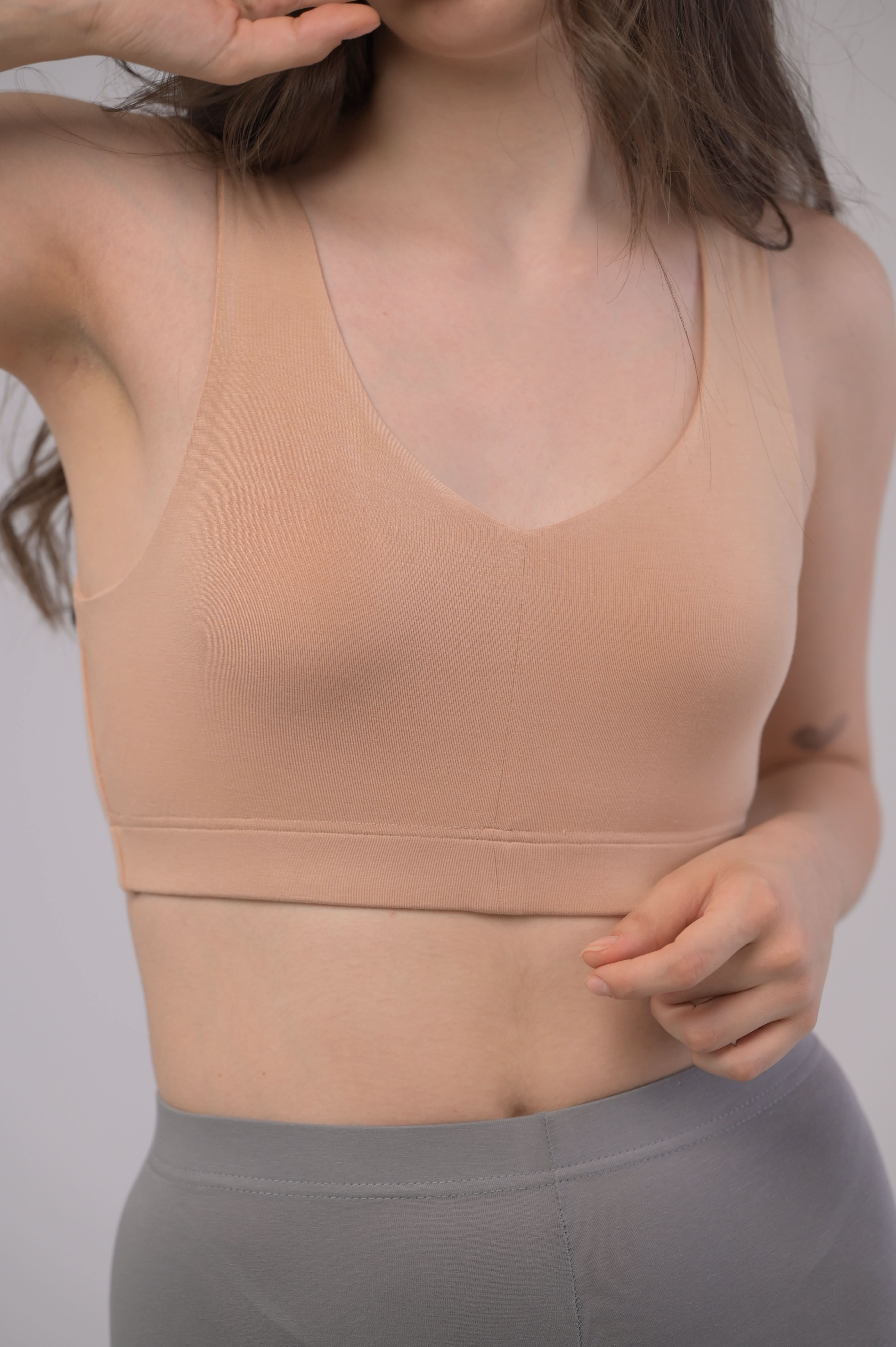 EIRICA Scoop Neck High Impact Running Sports Bra for Women - Skin