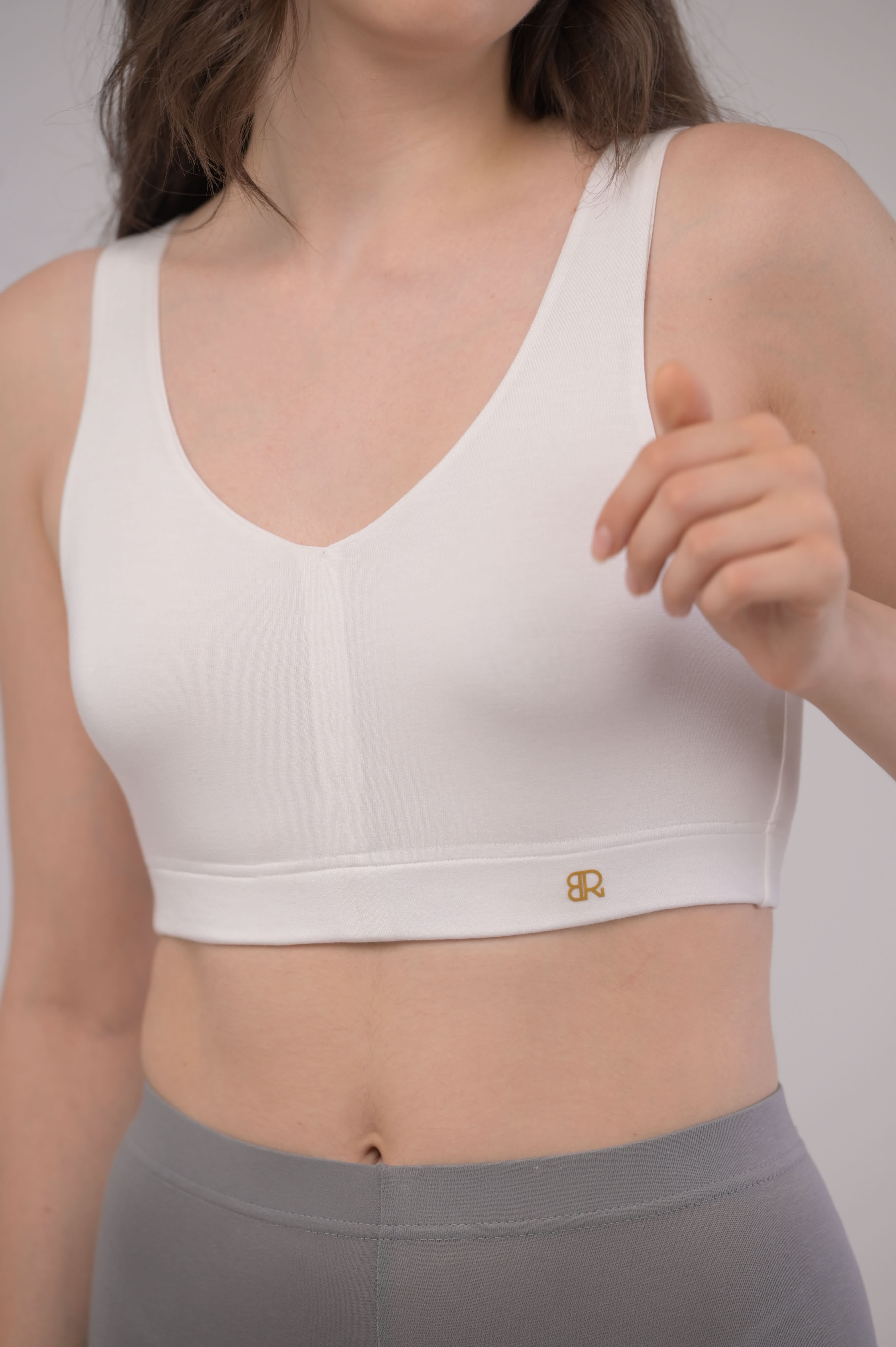 EIRICA Scoop Neck High Impact Running Sports Bra for Women - White