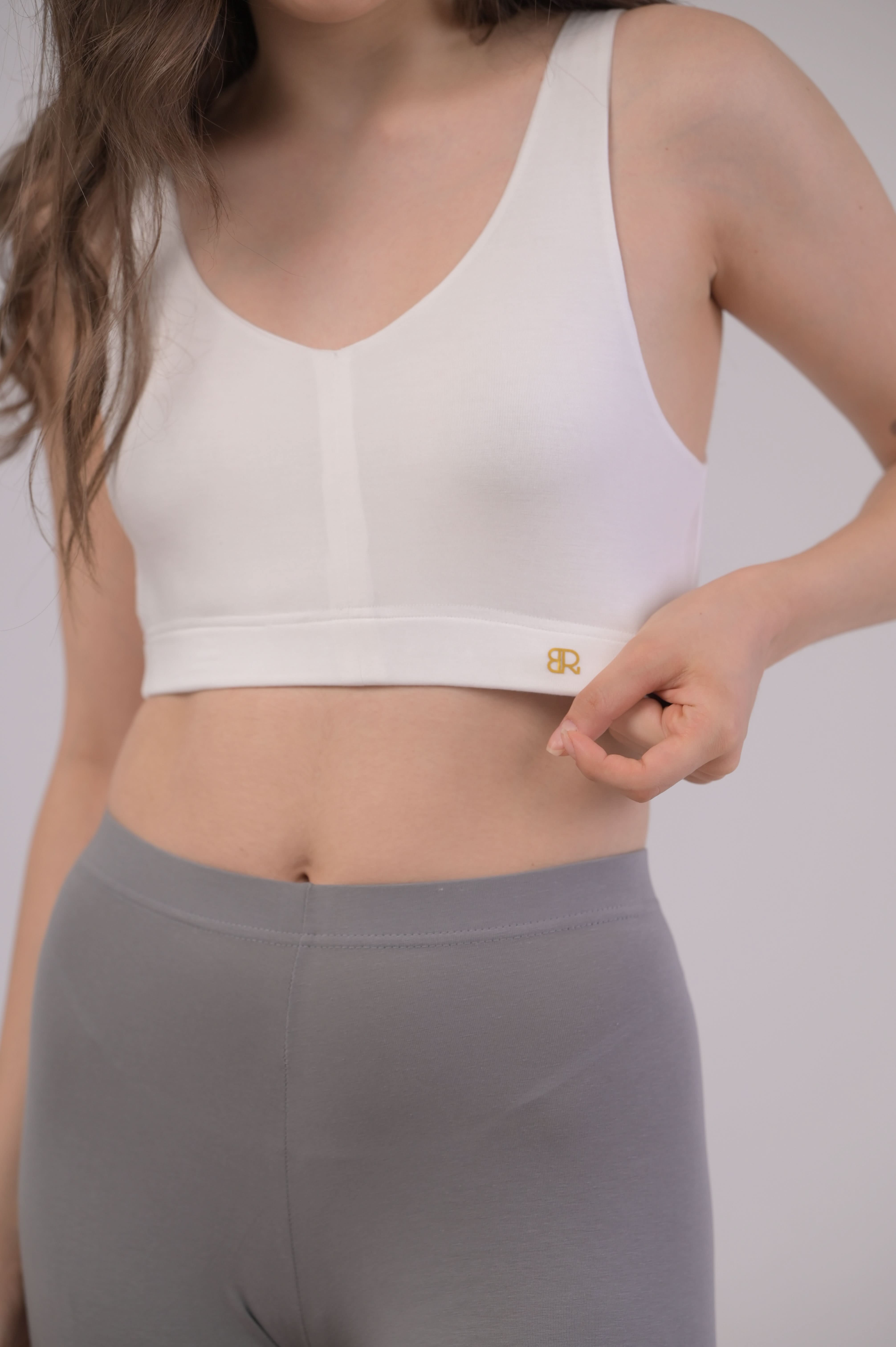 EIRICA Scoop Neck High Impact Running Sports Bra for Women - White