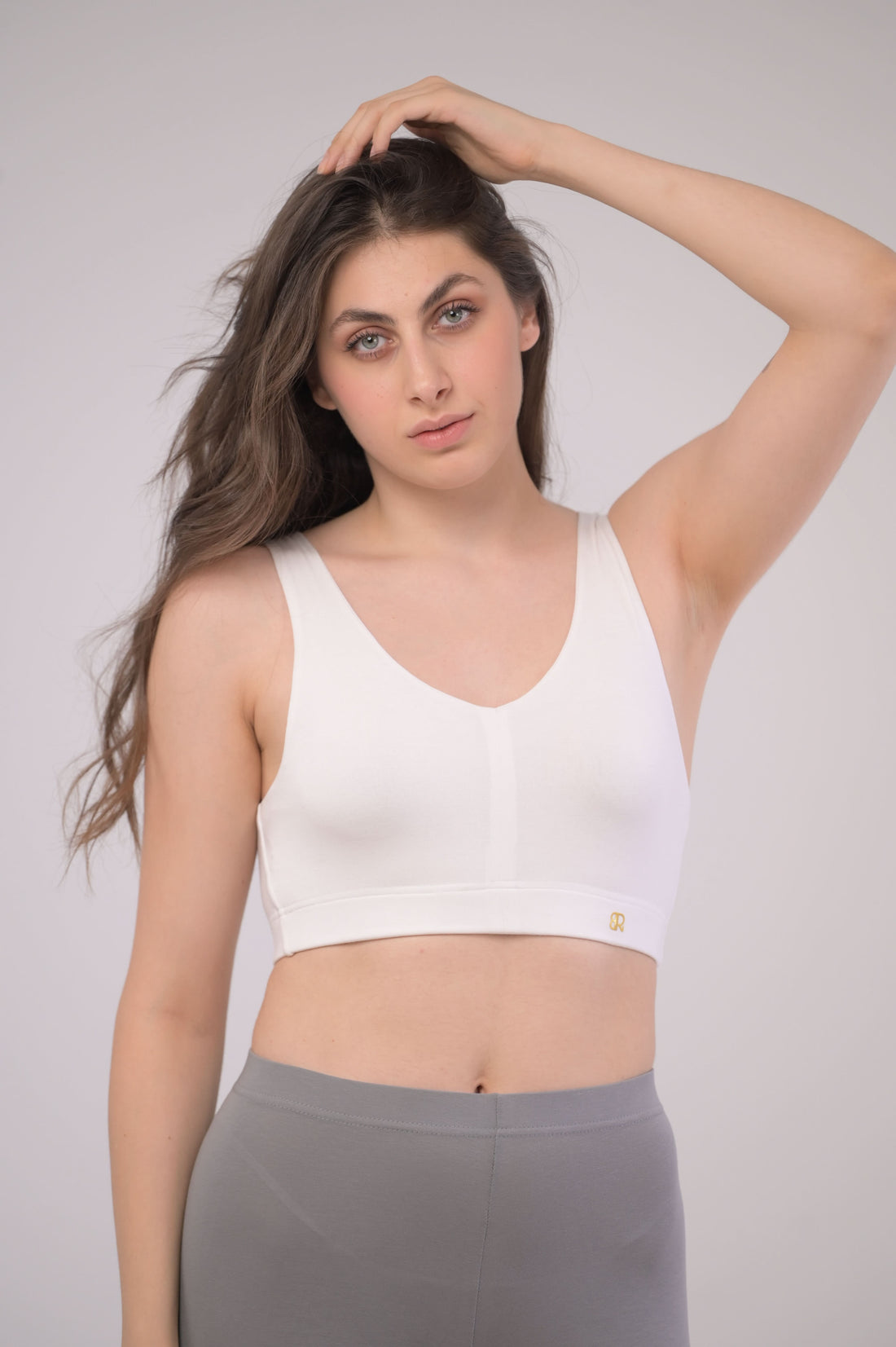 EIRICA Scoop Neck High Impact Running Sports Bra for Women - White