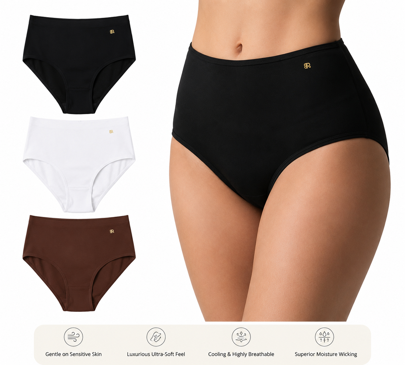 Eirica Women’s Micro Modal Knickers Multipack – High Waisted Seamless Full Briefs, Soft Breathable Everyday Underwear