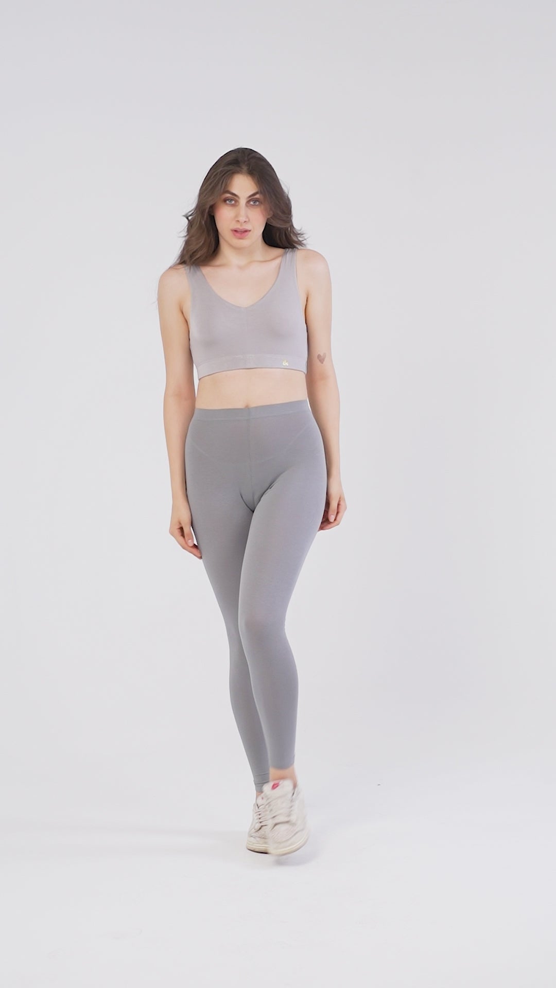 EIRICA Scoop Neck High Impact Running Sports Bra for Women - Grey