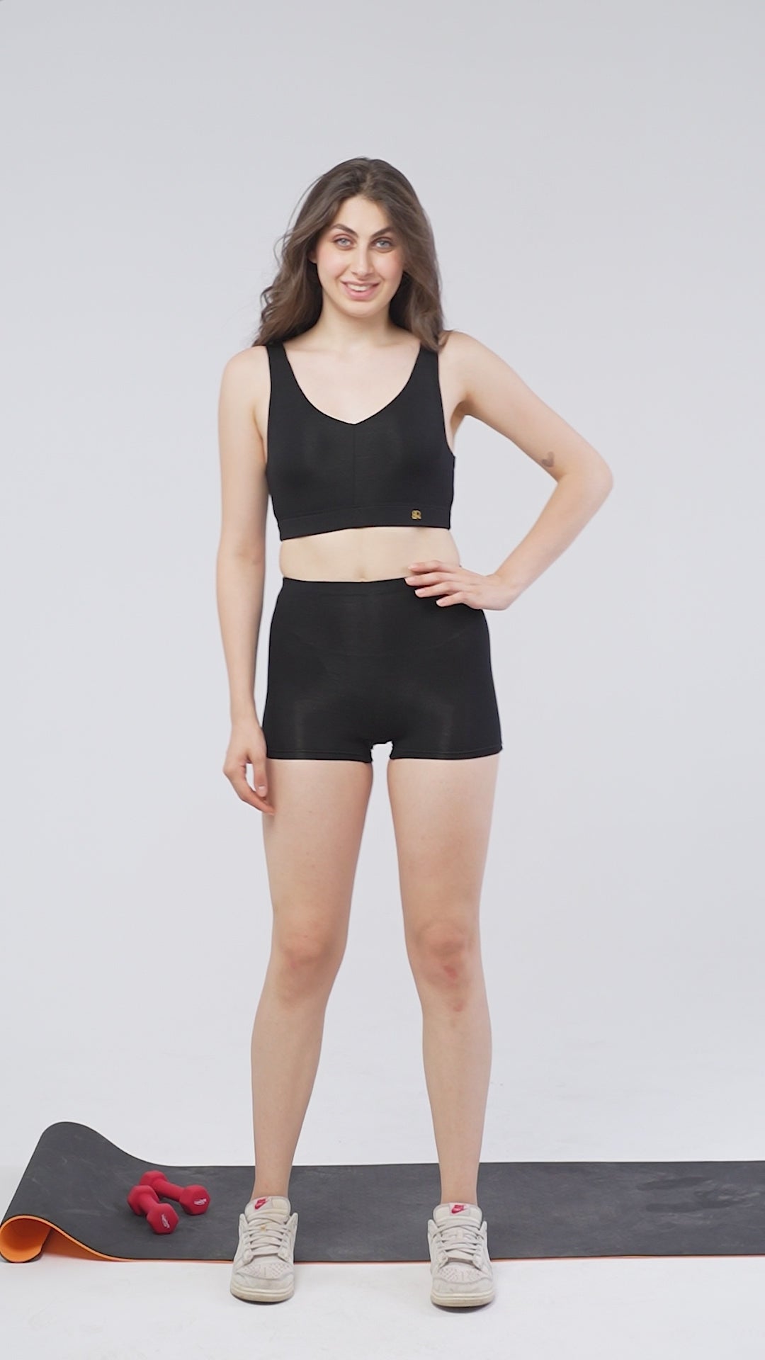 EIRICA Scoop Neck High Impact Running Sports Bra for Women - Black