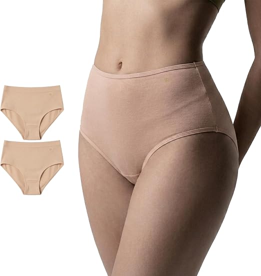 Eirica Women's Micro Modal Knickers (2 Pack) – High Waisted Seamless Full Briefs